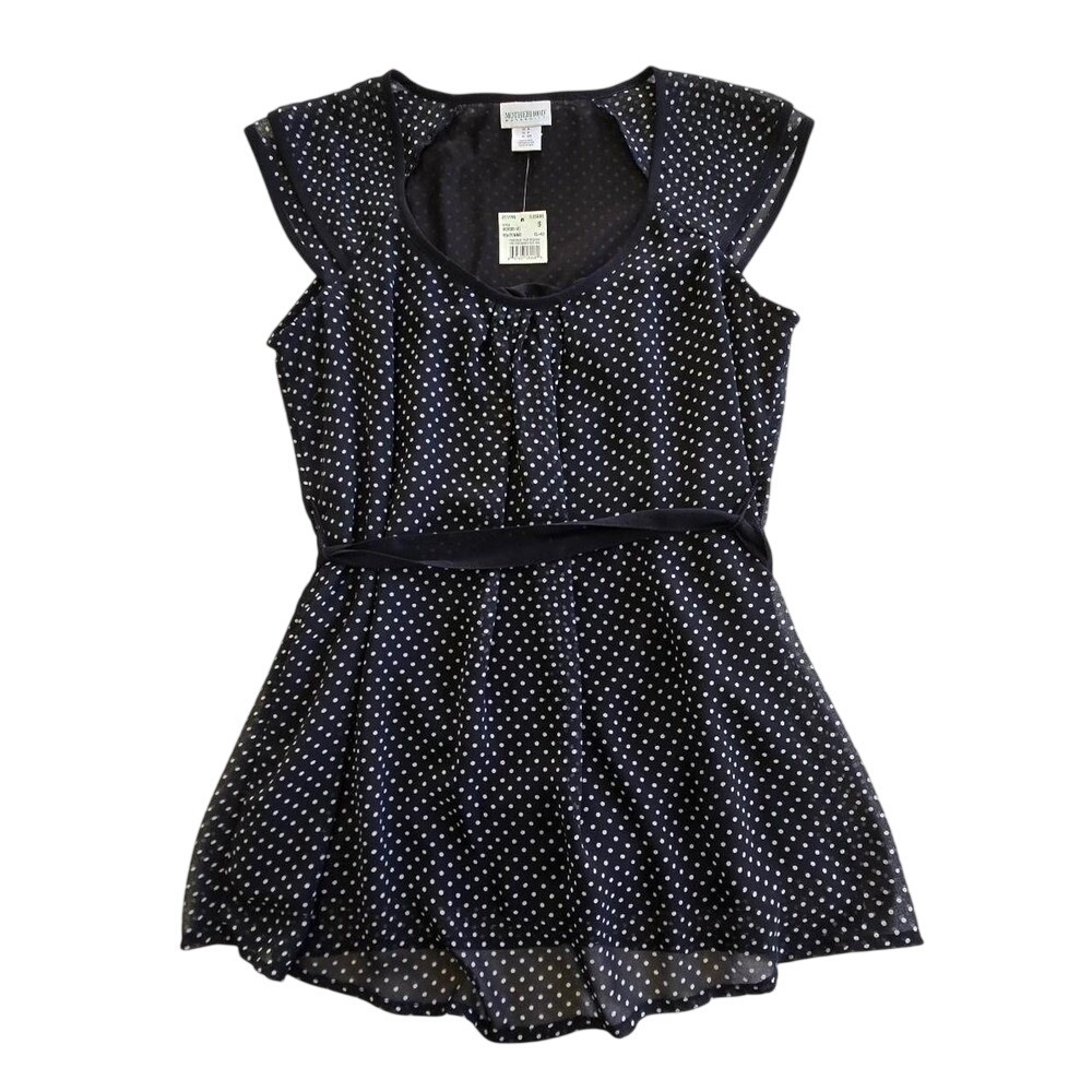 Motherhood Rockabilly Polka dot tie waist blouse / NWT / SM / Retro Maternity
